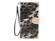 5.5 Luxury Leopard Pattern PU Leather Wallet Flip Cover Case For iPhone 6 Plus Black