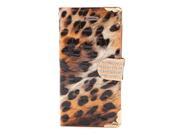 5.5 Luxury Leopard Pattern PU Leather Wallet Flip Cover Case For iPhone 6 Plus Yellow