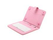 iRULU Leather USB Keyboard Case for 8 9 Inch Touch Screen Tablet with Buttons and Stand Pink