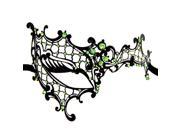 Etang Women Luxury Filigree Venetian Mardi Gras Masquerade Halloween Laser Cut Metal Mask with Crystals MMAK013GREEN