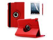 For Apple iPad Mini 360 Rotating Leather Case Smart Cover w Stand Sleep Wake red