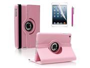 For Apple iPad Mini 360 Rotating Leather Case Smart Cover w Stand Sleep Wake Light pink
