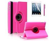 For Apple iPad Mini 360 Rotating Leather Case Smart Cover w Stand Sleep Wake rosy pink