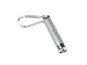 Silver Mini 2 LED Laser Pen Pointer Flash Light Torch Emergency Keychain