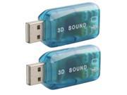 New 2x USB 2.0 to 3D Mic Speaker 5.1 Audio Sound Card Adapter