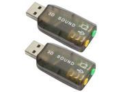 2 X USB Sound Adapter Card External Audio 3D Virtual 3.5mm Jack Plug Play