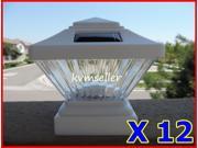 Set of 12 White Color Square Solar Light Post Cap 4x4 PVC Fence Style