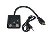 1080P Mini HDMI to VGA 3.5 mm Audio Cable Converter Adapter for HDTV PC