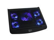 Blue LED Notebook Cooling Cooler Stand Pad for 10 17 Laptop Plastic 5 Fan Black