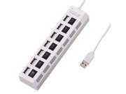 White 7 Port USB 2.0 HUB 480 Mbps With LED Light ON OFF Switch For Laptop PC