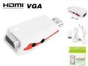 New 1080P HDMI to VGA Male to Female Converter Adapter With USB Power Audio Cable PC