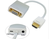 White Full HD 1080p 19 Pin HDMI Male To VGA Female Video Adapter Cable With Audio