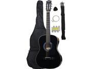 New Beginners Acoustic Guitar With Guitar Case Strap Tuner and Pick Black