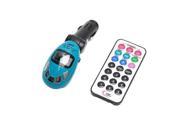 SD MMC USB MP3 Wireless LCD Car Mp3 Player Car FM Transmitter with remote controller Blue Audio Cable