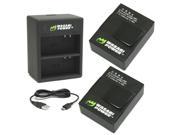 Wasabi Power 1280mAh Battery Kit 2 Pack and Dual Charger USB for GoPro HERO3 HERO3