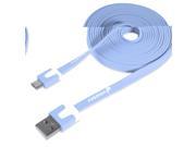 6 FT Fosmon VIVID Series Colorful Flat 2.1v Micro USB Cable for Samsung Galaxy S3 S III Blue
