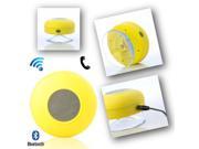 Wireless Bluetooth Speaker Handsfree Mic Suction Shower Car Waterproof Yellow