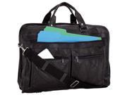 Black Leather Briefcase Computer Messenger Laptop Shoulder Bag Professional Case