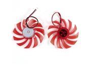 2 Pcs 75mm 2pin Red Plastic VGA Video Card Cooling Fan Cooler for PC Computer
