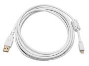 10ft USB 2.0 to Micro USB Male 28 24AWG Cable Ferrite Core WHITE