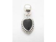 Genuine 925 Sterling Silver Black Onyx Heart Clip Pendant Charm Compatible with Pandora Jewelry Bracelets Necklaces
