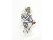Authentic 925 Sterling Silver Cupid Hanging Charm with 14k Gold Bead For Pandora European Style Bracelets Necklaces