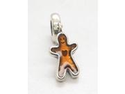 Authentic Sterling Silver Core Dangle Enamel Gingerbread Man Bead for Pandora Style Jewelry Bracelets Necklaces