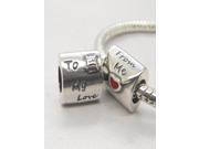 Authentic 925 sterling Silver Threaded Core To my love heart charm letter beads LW077 Fits Pandora Charms