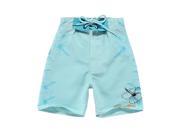 Boy Board Shorts in Sky Blue Ice Blue with Blue Hawaiian Hibiscus Print