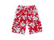 Men Swimsuits Microfiber in Red with White Floral