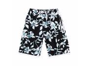 Men Swimsuits Microfiber in Black with Blue Floral