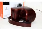 Protective Leather Camera Case Bag Cover w Strap For Sony A5000 16 50mm