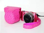 PU Leather Camera Case Bag Cover for Sony A5000 Ostrich Charging Style