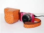 PU Leather Camera Case Bag Cover for Sony A5000 Ostrich Charging Style