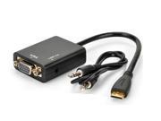 New 1080P MINI HDMI TO VGA With Audio Cable Converter Adapter Black