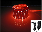 LED3528 300 Waterproof Flexible Light Strip 2A@12VDC 24Watt SMD 16.4 Ft Wire Jumper Included Power Supply Included Red