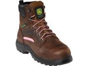 John Deere Work Boots Womens Leather Lacer Steel Toe 9 M Brown JD3672