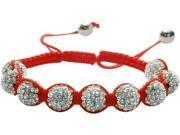 Ladies Red Fibre Cubic Zirconia Ball Bracelet