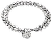 Stainless Steel Beaded Bracelet With Heart Charm