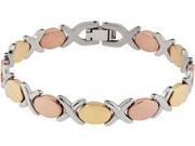 Tri color Stainless Steel X O Bracelet
