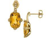 14 Karat Yellow Gold Diamond and Genuine Citrine Earrings