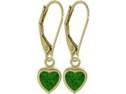 May 1.50 Carat Created Emerald Yellow 14 Karat Gold Heart Leverback Earrings