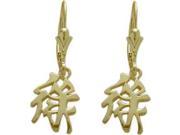 10K Yellow Gold Chinese WEALTH Leverback Earrings
