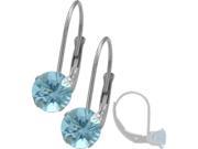 December Sterling Silver 1.10tcw. 5mm Blue Topaz Leverback Gem Earrings