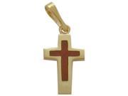 14K Yellow Gold Red Enamel Cross Pendant with Chain