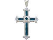 10 Karat White Gold Sapphire Diamond Cross with a chain
