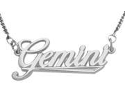 Genuine Sterling Silver Gemini Script Zodiac Pendant May 22 June 22 with Chain