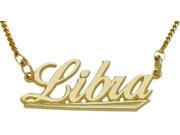 10K Yellow Gold Libra Script Zodiac Pendant Sept 23 Oct 23 with Chain