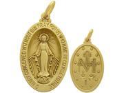 14 Karat Yellow Gold Large Miraculous Mary Religious Medal Medallion with a Chain