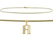 Initial Diamond H Yellow Gold 9 Charm Anklet